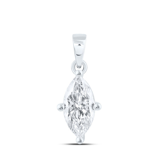 14K Yellow Or White Gold 1 Cttw Lab Grown Diamond Marquise Solitaire Pendant