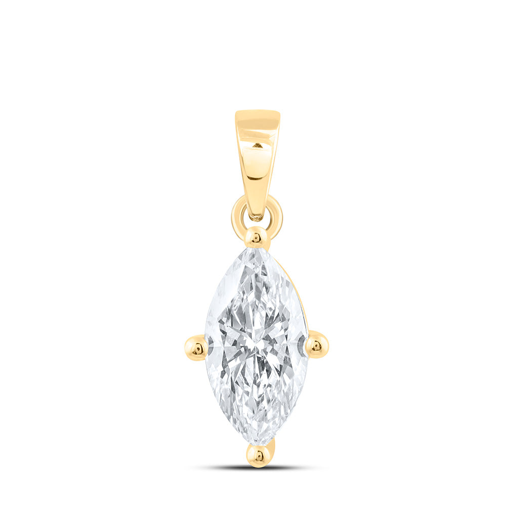 14K Yellow Or White Gold 1 Cttw Lab Grown Diamond Marquise Solitaire Pendant