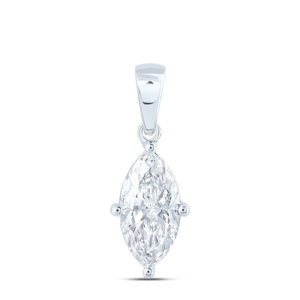 14K Yellow Or White Gold 1 1/2 Cttw Lab Grown Diamond Marquise Solitaire Pendant