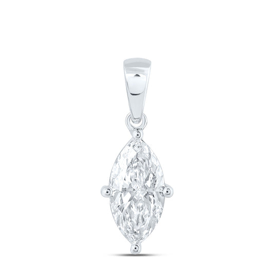 14K Yellow Or White Gold 1 1/2 Cttw Lab Grown Diamond Marquise Solitaire Pendant