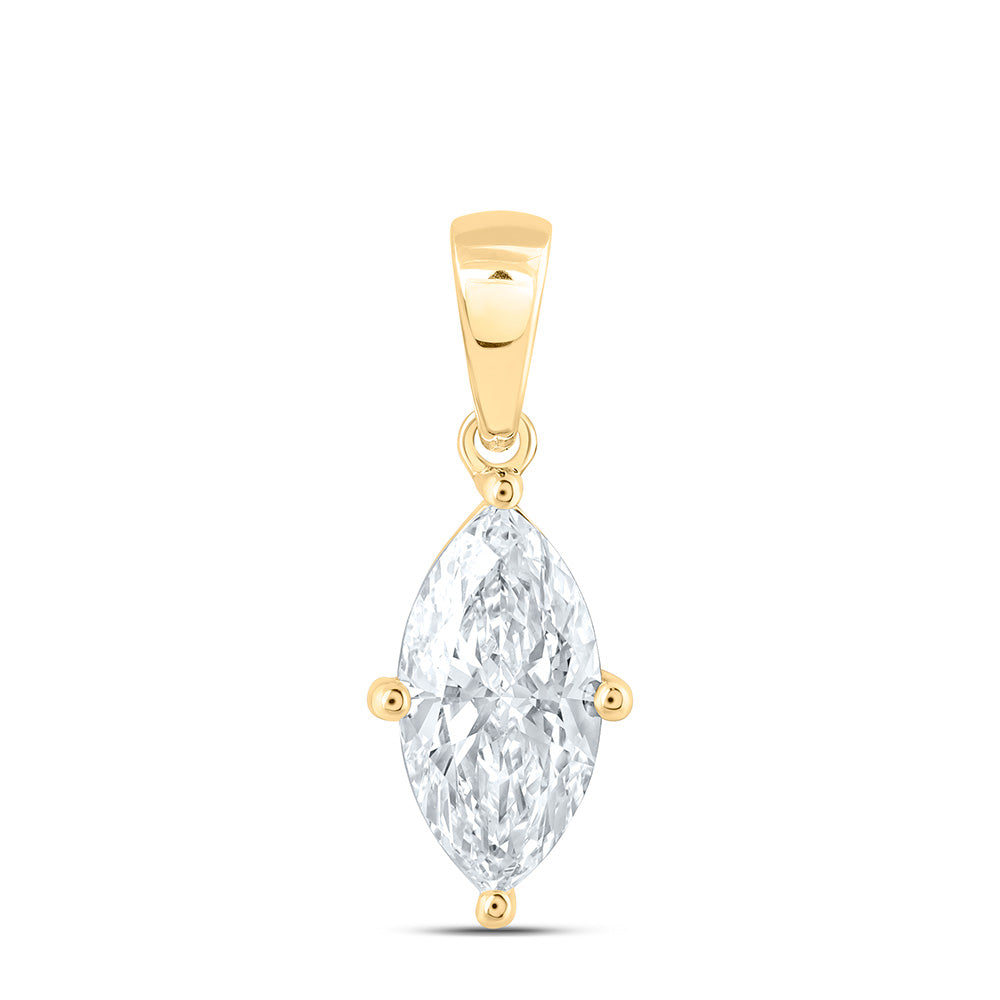 14K Yellow Or White Gold 1 1/2 Cttw Lab Grown Diamond Marquise Solitaire Pendant