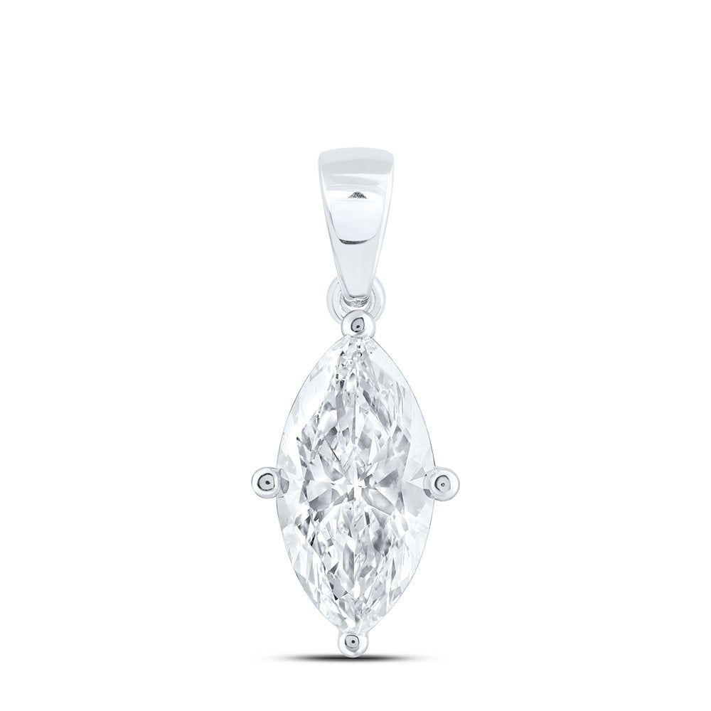 14K Yellow Or White Gold 2 Cttw Lab Grown Diamond Marquise Solitaire Pendant