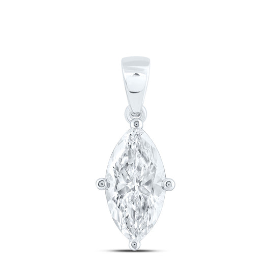 14K Yellow Or White Gold 2 Cttw Lab Grown Diamond Marquise Solitaire Pendant