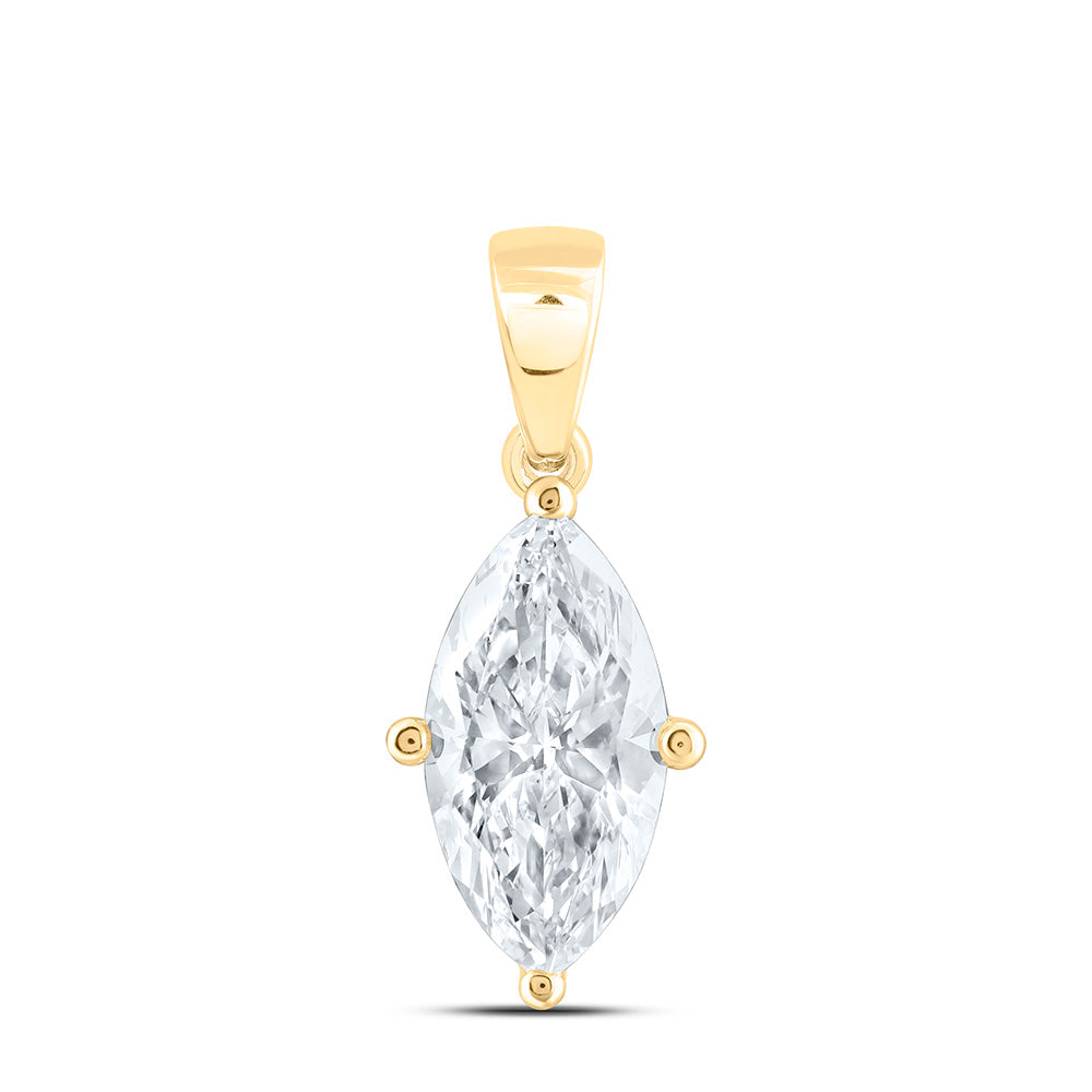 14K Yellow Or White Gold 2 Cttw Lab Grown Diamond Marquise Solitaire Pendant