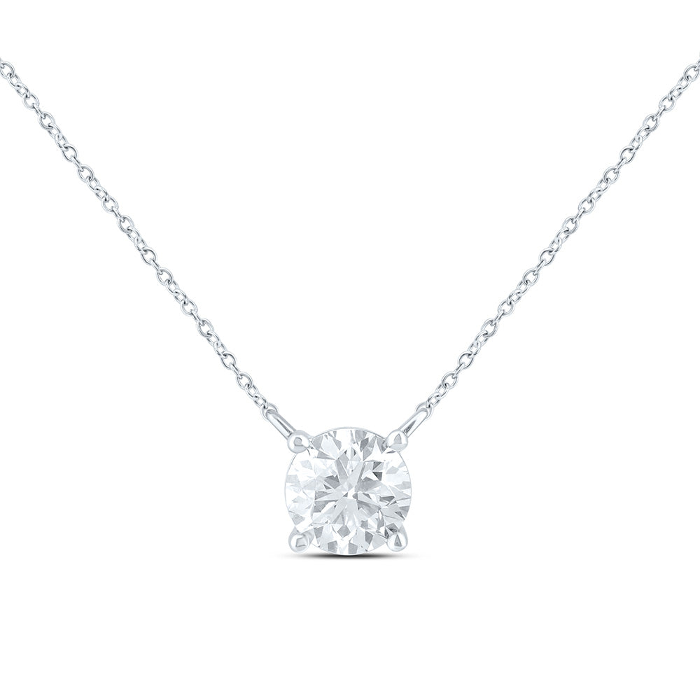 14K Yellow Or White Gold 1/2 Cttw Lab Grown Diamond Fashion Round Solitaire Necklace (18 Inch)