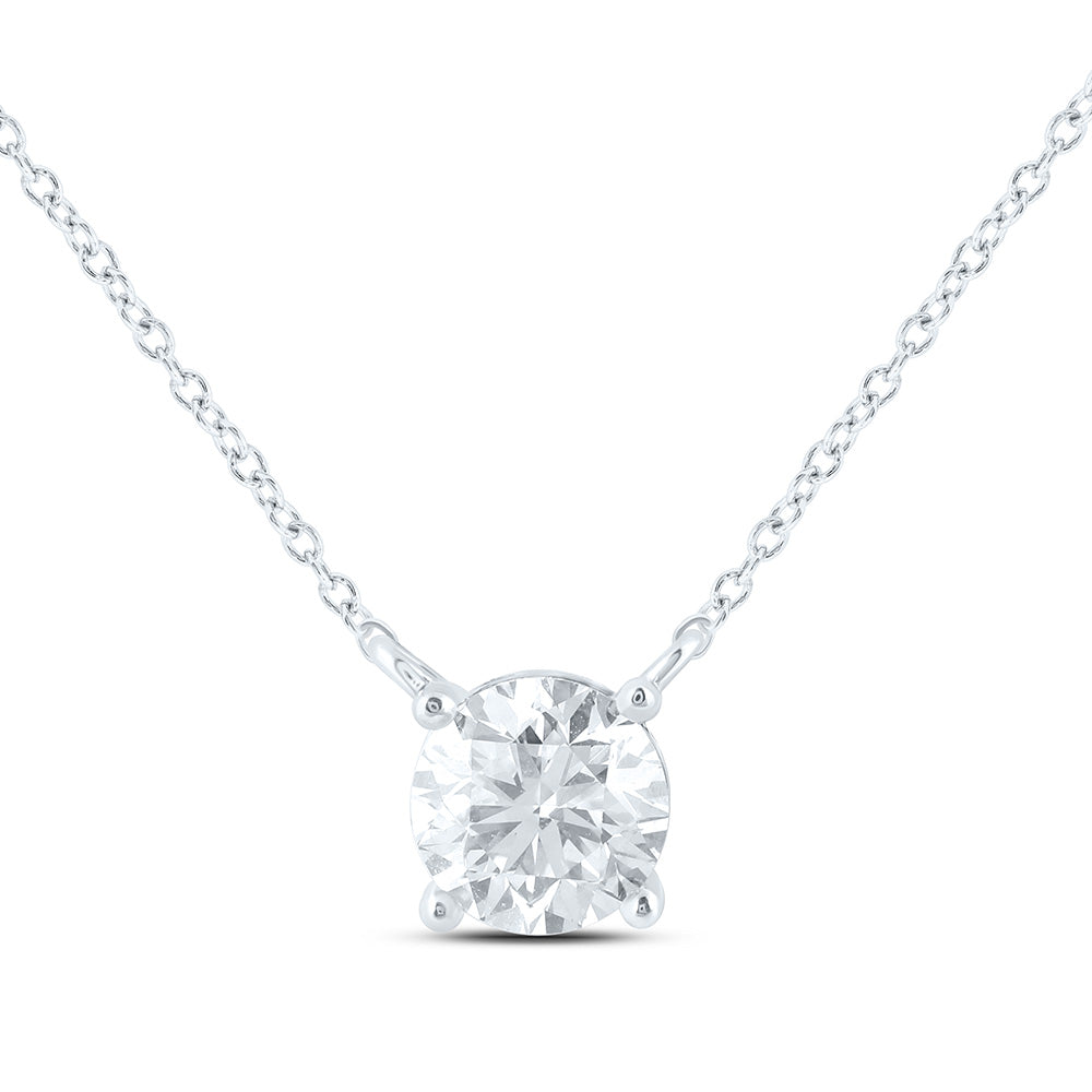 14K Yellow Or White Gold 2 Cttw Lab Grown Diamond Fashion Round Solitaire Necklace (18 Inch)