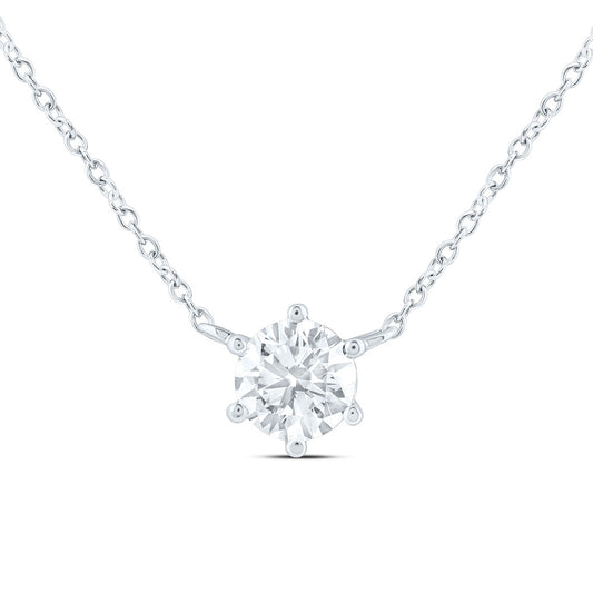 14K Yellow Or White Gold 1/4 Cttw Lab Grown Diamond Fashion Round Solitaire Necklace (18 Inch)