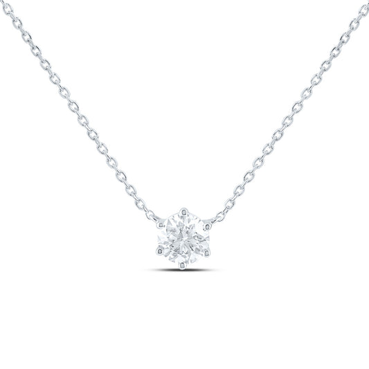 14K Yellow Or White Gold 1/2 Cttw Lab Grown Diamond Fashion Round Solitaire Necklace (18 Inch)