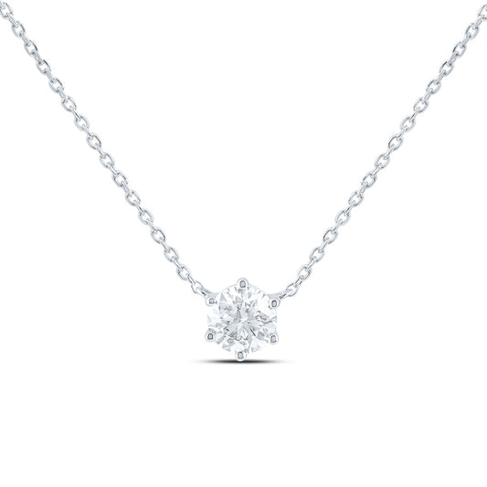 14K Yellow Or White Gold 3/4 Cttw Lab Grown Diamond Fashion Round Solitaire Necklace (18 Inch)