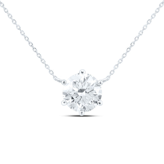 14K Yellow Or White Gold 1 Cttw Lab Grown Diamond Fashion Round Solitaire Necklace (18 Inch)
