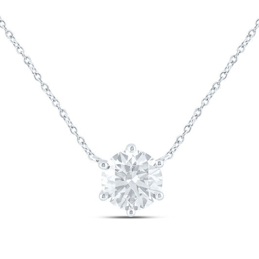14K Yellow Or White Gold 2 Cttw Lab Grown Diamond Fashion Round Solitaire Necklace (18 Inch)