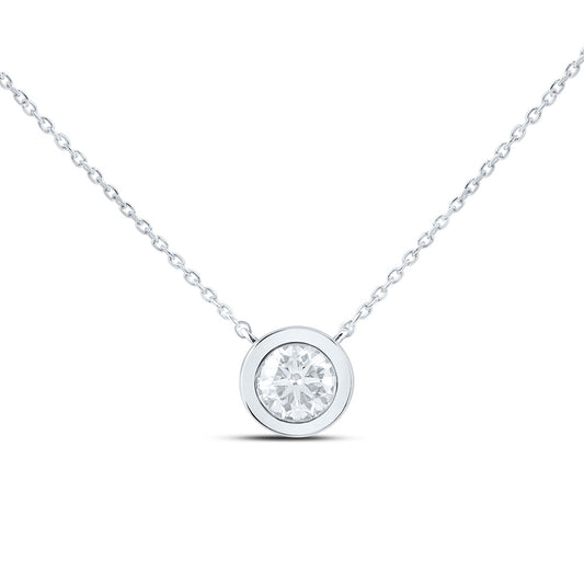 14K Yellow Or White Gold 3/4 Cttw Lab Grown Diamond Fashion Round Bezel Solitaire Necklace (18 Inch)