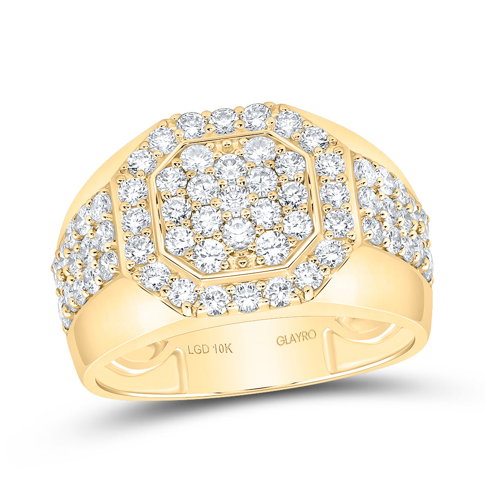 10K Yellow Gold 2 1/3 Cttw Lab Grown Diamond Octagon Mens Ring