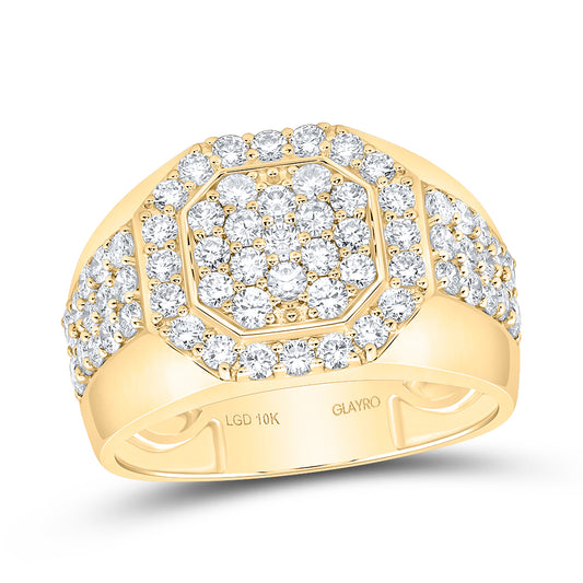10K Yellow Gold 2 1/3 Cttw Lab Grown Diamond Octagon Mens Ring