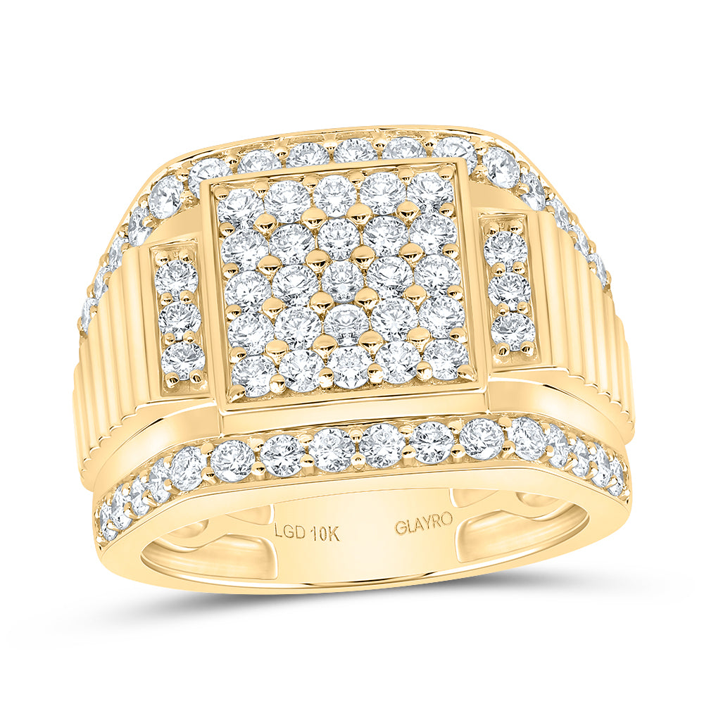 10K Yellow Gold 2 Cttw Lab Grown Diamond Square Mens Ring
