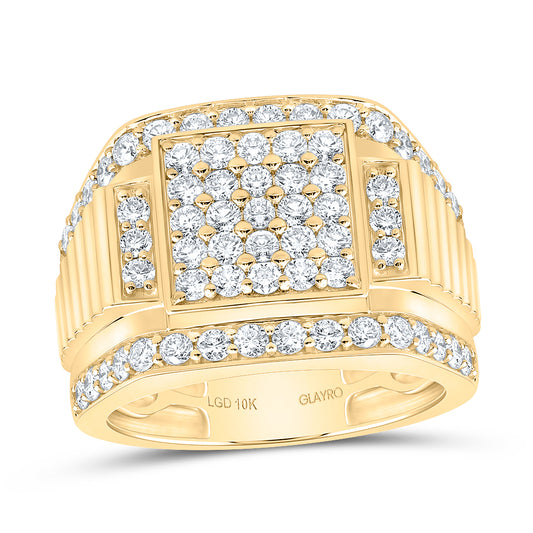 10K Yellow Gold 2 Cttw Lab Grown Diamond Square Mens Ring