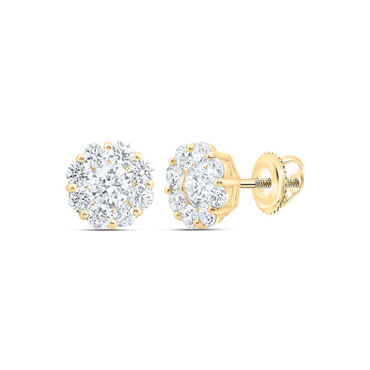 10K Yellow Or White Gold 1 1/5 Cttw Lab Grown Diamond Fashion Flower Earring