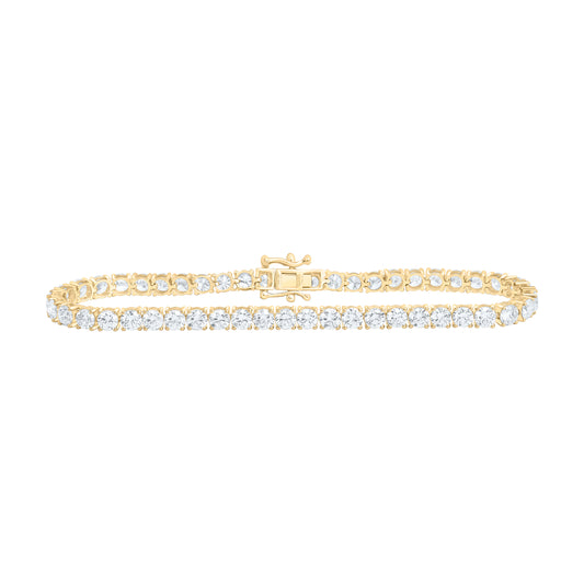 14K Yellow Or White Gold 13 1/2 Cttw Lab Grown Diamond Tennis Mens Bracelet (8 Inch)
