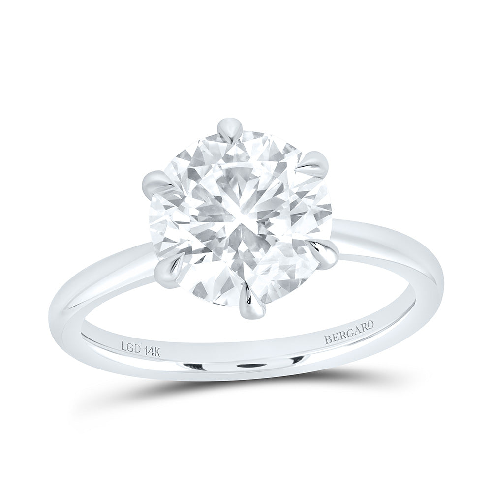 14K Yellow Or White Gold 3 Cttw Lab Grown Diamond Round Solitaire Ring