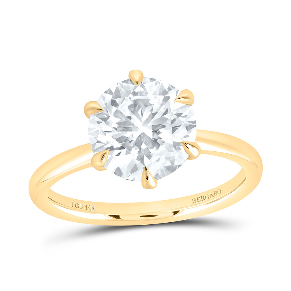 14K Yellow Or White Gold 3 Cttw Lab Grown Diamond Round Solitaire Ring