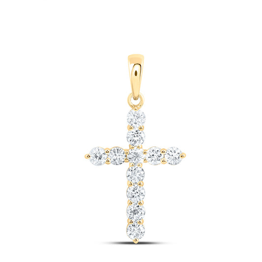14K Yellow Or White Gold 3/4 Cttw Lab Grown Diamond Fashion Cross Pendant