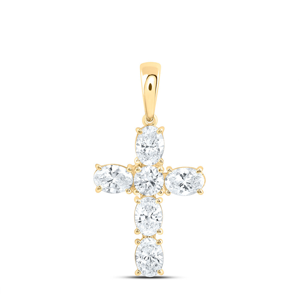 14K Yellow Or White Gold 1 7/8 Cttw Lab Grown Diamond Fashion Cross Pendant