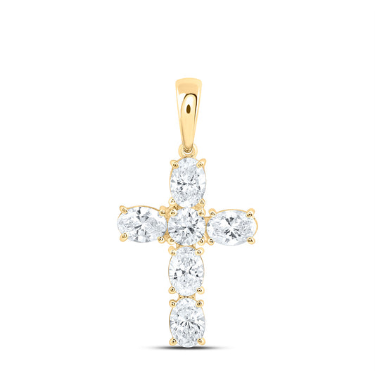 14K Yellow Or White Gold 1 7/8 Cttw Lab Grown Diamond Fashion Cross Pendant