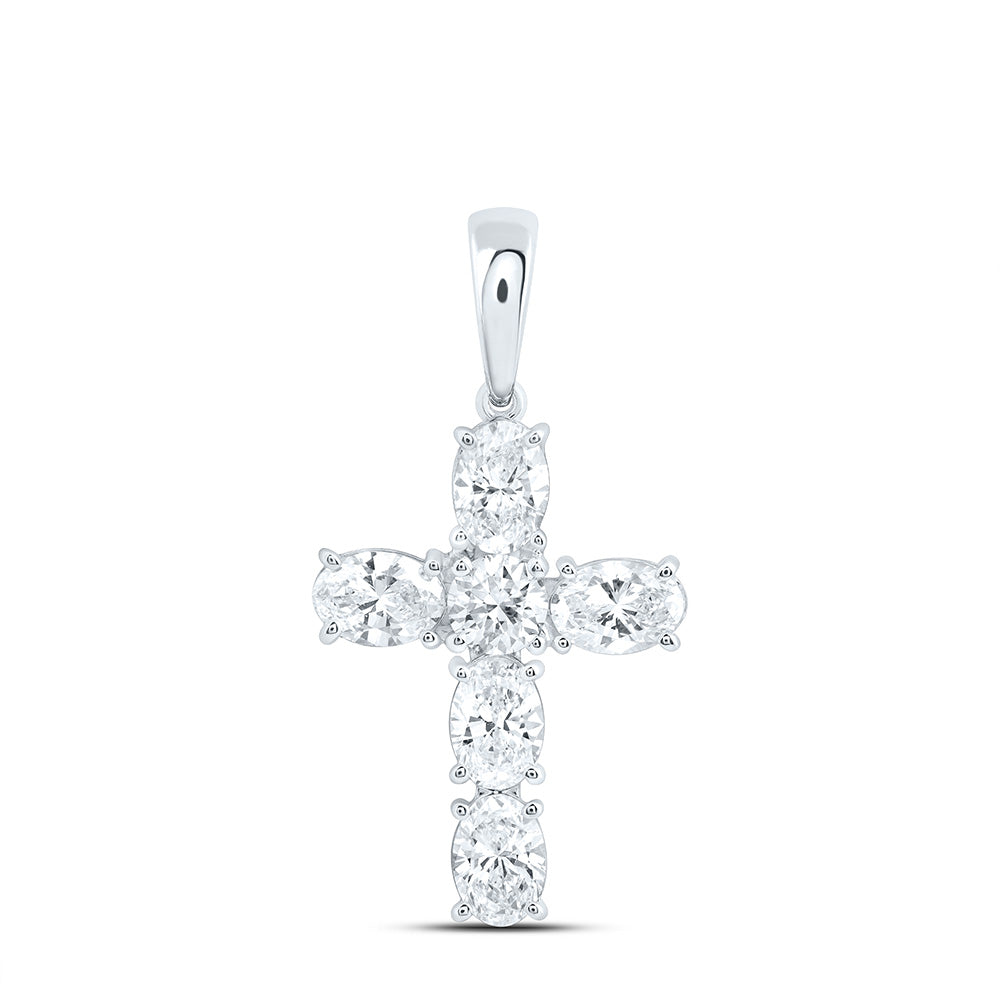 14K Yellow Or White Gold 1 7/8 Cttw Lab Grown Diamond Fashion Cross Pendant