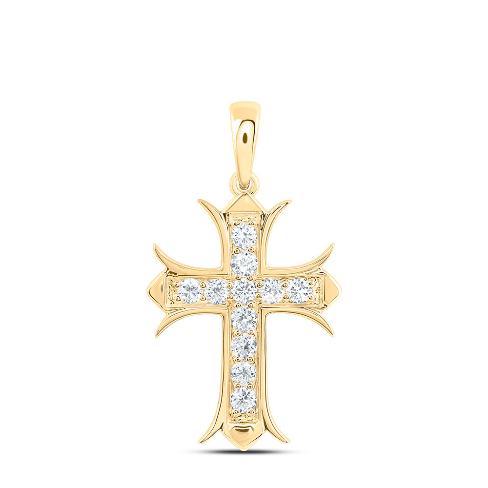 14K Yellow Or White Gold 1/3 Cttw Lab Grown Diamond Fashion Cross Pendant
