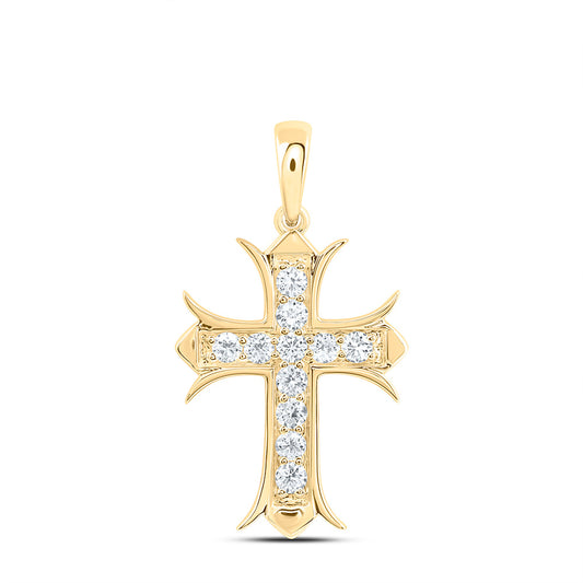 14K Yellow Or White Gold 1/3 Cttw Lab Grown Diamond Fashion Cross Pendant