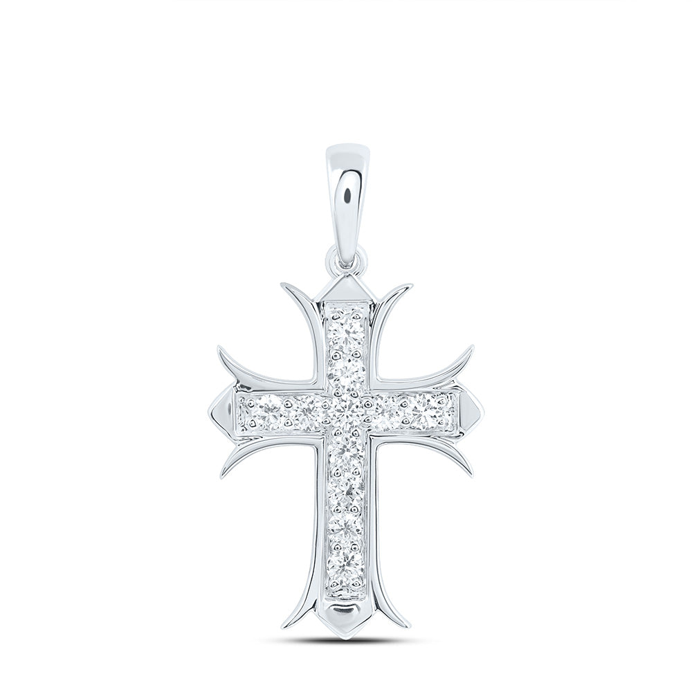 14K Yellow Or White Gold 1/3 Cttw Lab Grown Diamond Fashion Cross Pendant