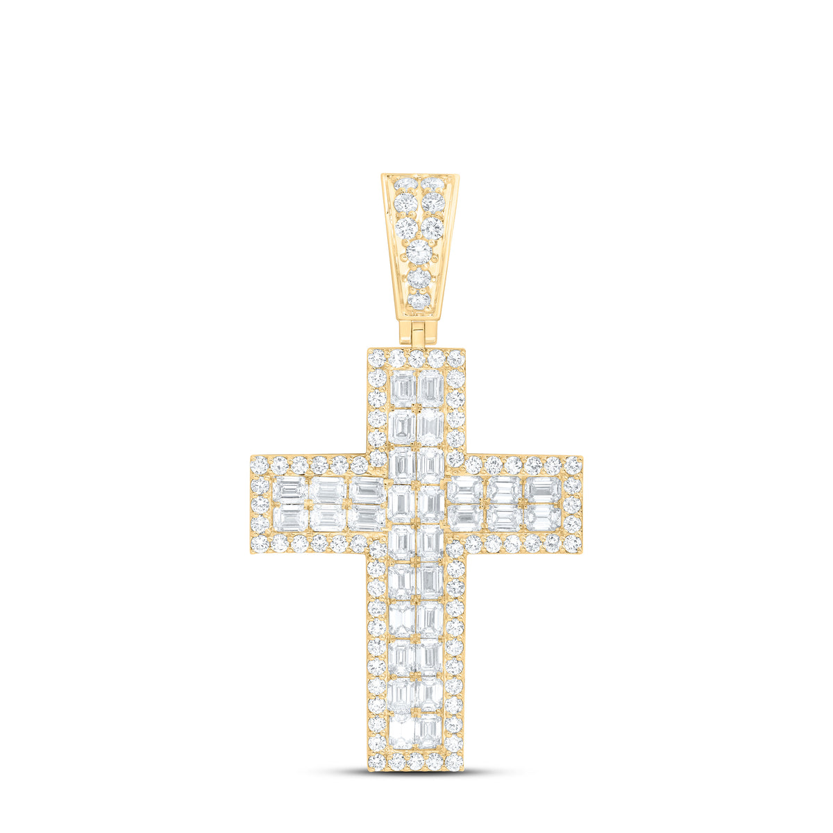 10K Yellow Or White Gold 11 Cttw Lab Grown Diamond Mens Cross Pendant