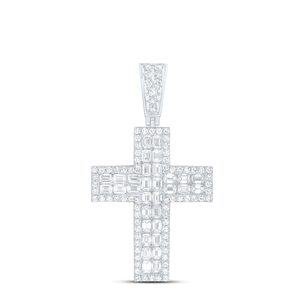 10K Yellow Or White Gold 11 Cttw Lab Grown Diamond Mens Cross Pendant