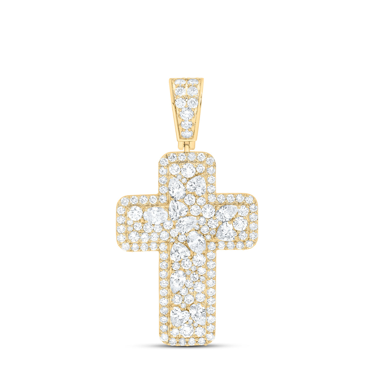 10K Yellow Or White Gold 7 7/8 Cttw Lab Grown Diamond Mens Cross Pendant