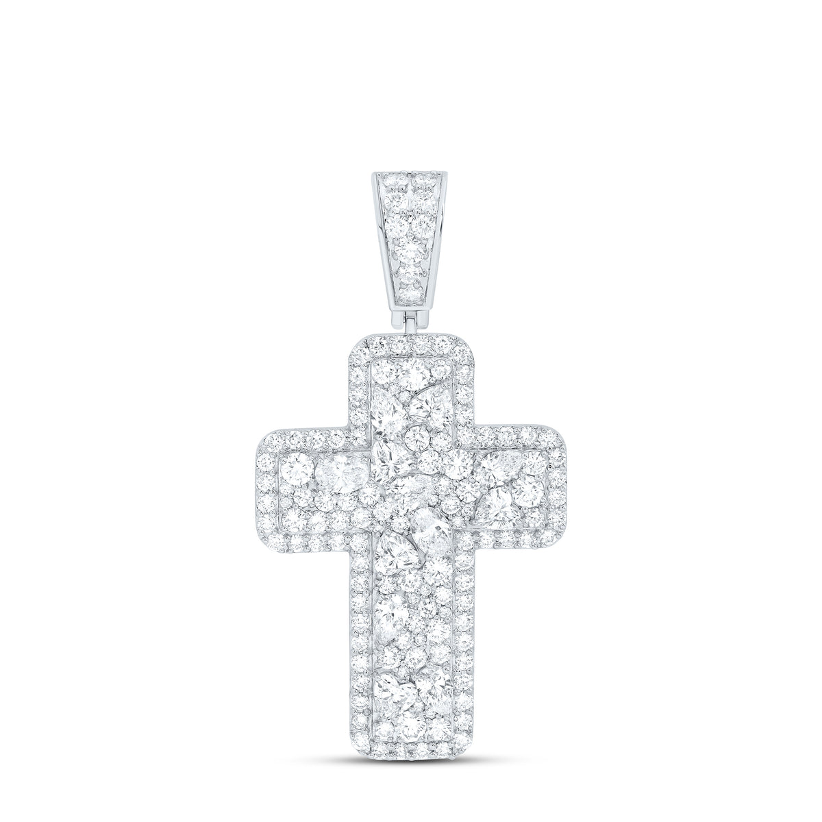 10K Yellow Or White Gold 7 7/8 Cttw Lab Grown Diamond Mens Cross Pendant