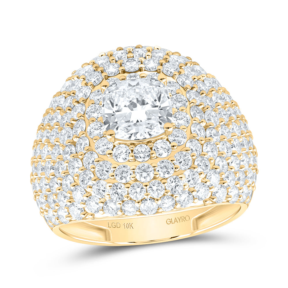 10K Yellow Or White Gold 7 Cttw Lab Grown Diamond 2 Cttw Center Cushion Mens Cushion Ring