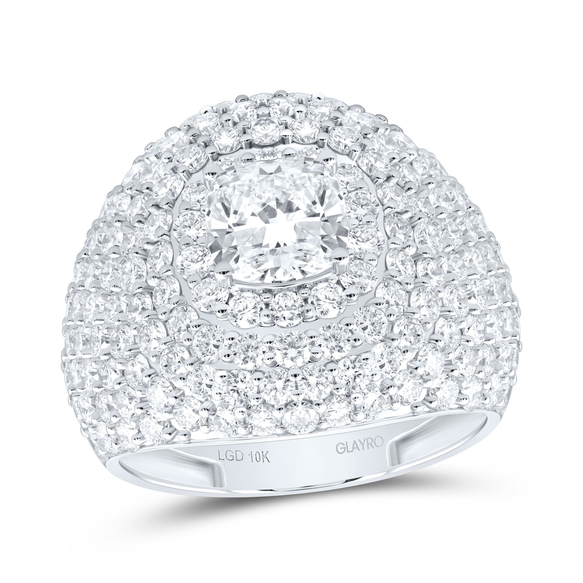10K Yellow Or White Gold 7 Cttw Lab Grown Diamond 2 Cttw Center Cushion Mens Cushion Ring