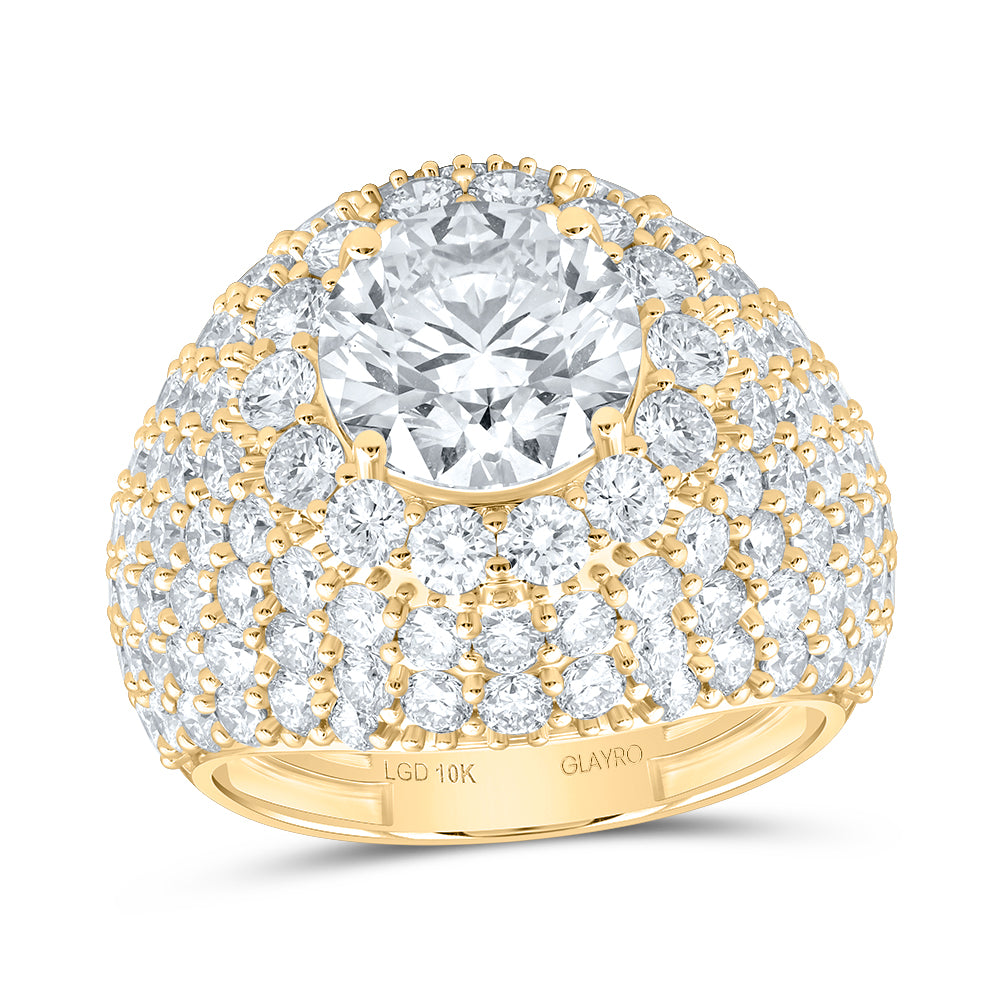 10K Yellow Or White Gold 10 5/8 Cttw Lab Grown Diamond 4 Cttw Center Round Mens Round Ring