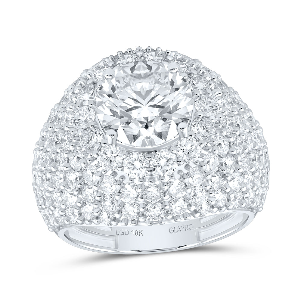 10K Yellow Or White Gold 10 5/8 Cttw Lab Grown Diamond 4 Cttw Center Round Mens Round Ring