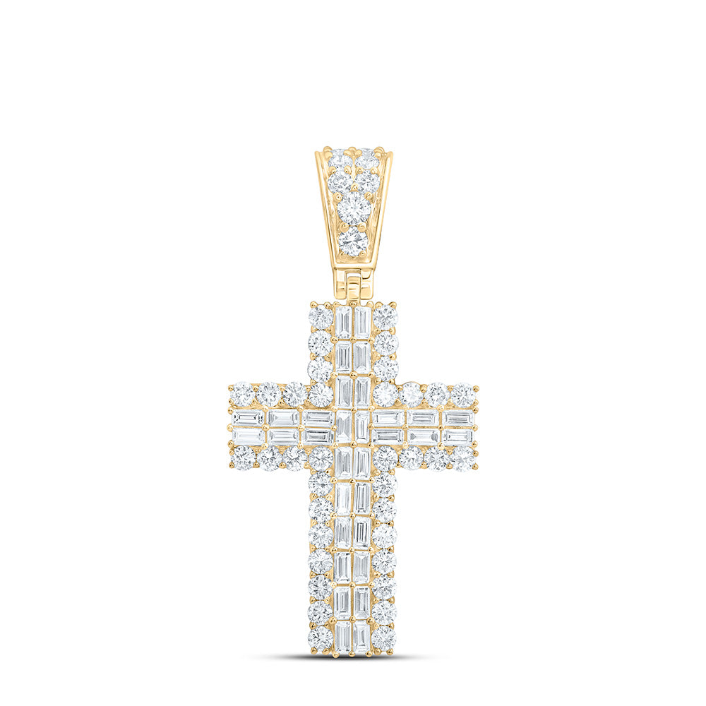 10K Yellow Or White Gold 2 1/5 Cttw Lab Grown Diamond Fashion Cross Pendant