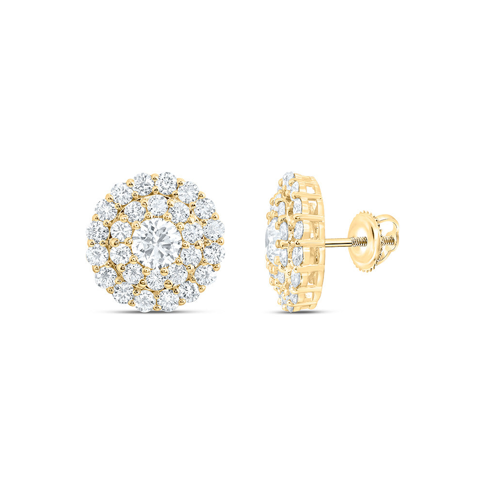 10K Yellow Or White Gold 3 Cttw Lab Grown Diamond Round Mens Earring