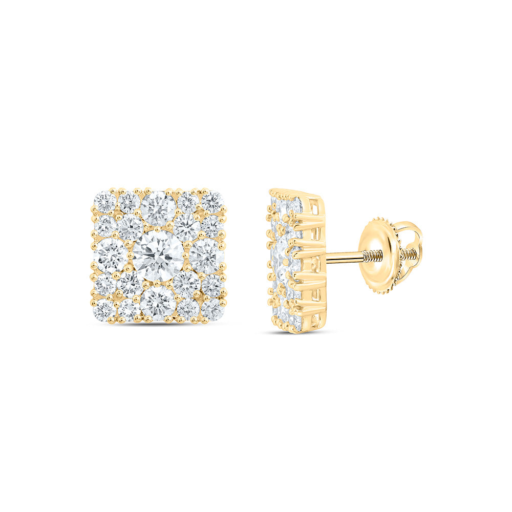 10K Yellow Gold 4 Cttw Lab Grown Diamond Square Mens Earring