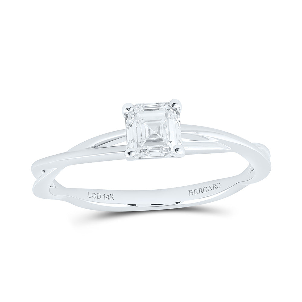 14K Yellow Or White Gold 1/2 Cttw Lab Grown Diamond Asscher Solitaire Ring