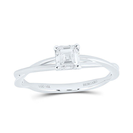 14K Yellow Or White Gold 1/2 Cttw Lab Grown Diamond Asscher Solitaire Ring