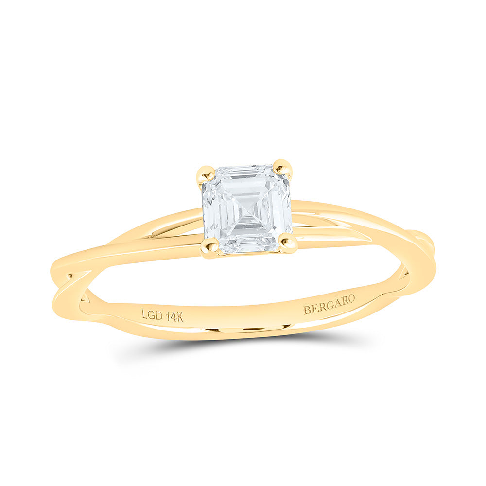 14K Yellow Or White Gold 1/2 Cttw Lab Grown Diamond Asscher Solitaire Ring