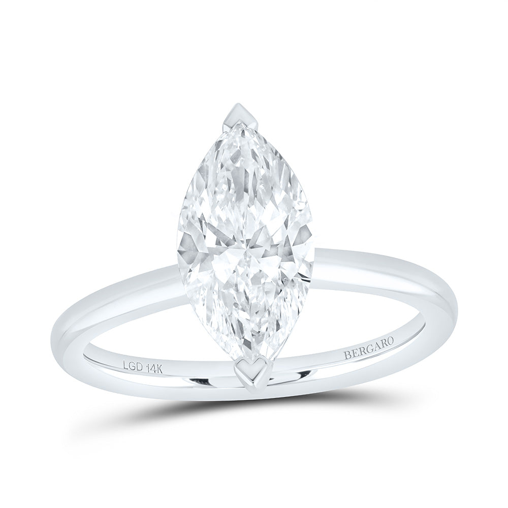 14K Yellow Or White Gold 1/2 Cttw Lab Grown Diamond Marquise Solitaire Ring