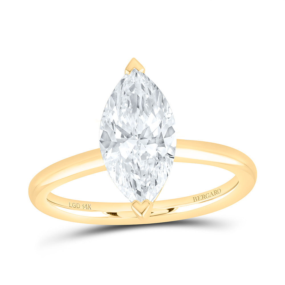 14K Yellow Or White Gold 1/2 Cttw Lab Grown Diamond Marquise Solitaire Ring