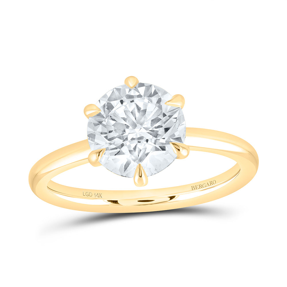 14K Yellow Or White Gold 2 1/2 Cttw Lab Grown Diamond Round Solitaire Ring