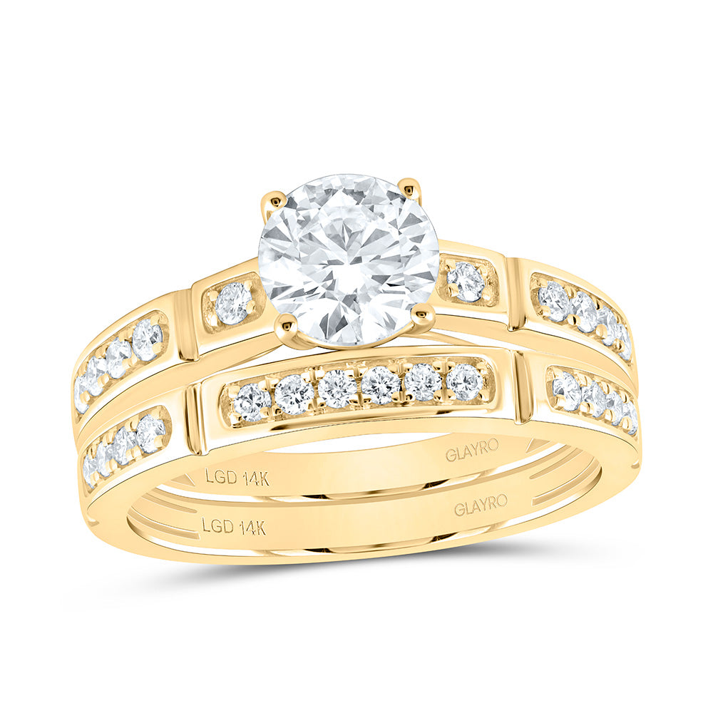 14K Yellow Or White Gold 1 1/2 Cttw Lab Grown Diamond 1 Cttw Center Round Trio Set