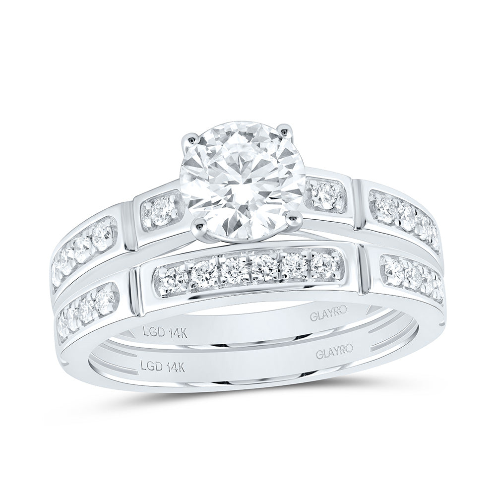 14K Yellow Or White Gold 1 1/2 Cttw Lab Grown Diamond 1 Cttw Center Round Trio Set